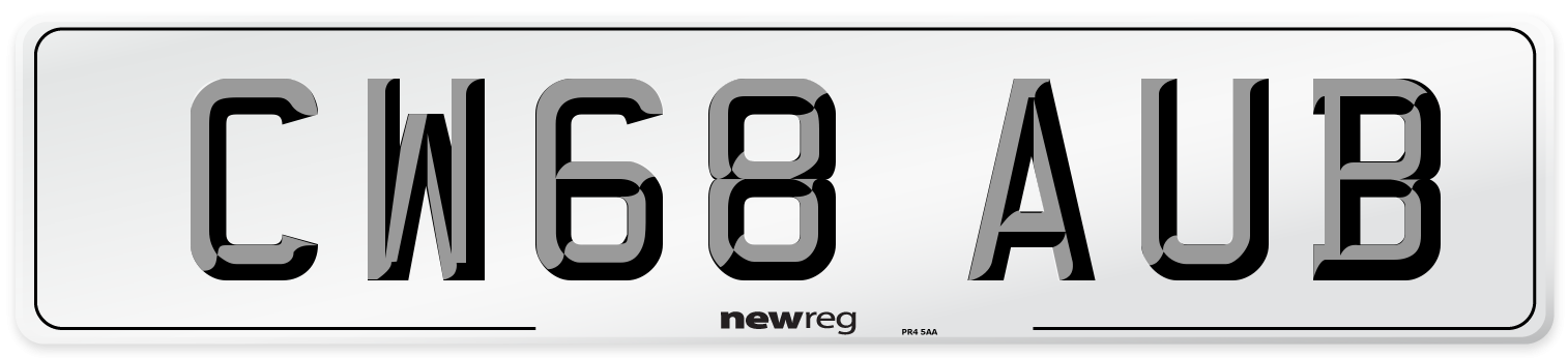 CW68 AUB Number Plate from New Reg